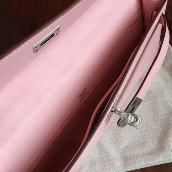 Contrefaçon Pochette Hermès Kelly Cut Rose Dragée Swift – Image 2