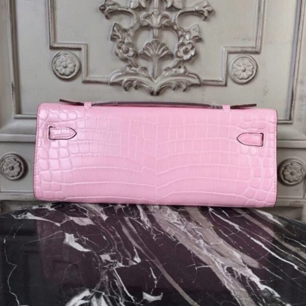 Réplique Pochette Hermès Kelly Cut Crocodile Rose – Image 6
