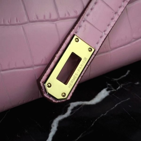 Réplique Pochette Hermès Kelly Cut Crocodile Rose – Image 3