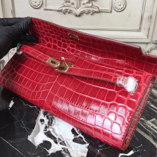 Copie Pochette Hermès Kelly Cut Crocodile Rouge – Image 8