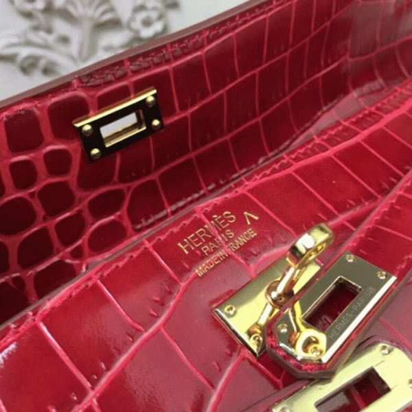 Copie Pochette Hermès Kelly Cut Crocodile Rouge – Image 7