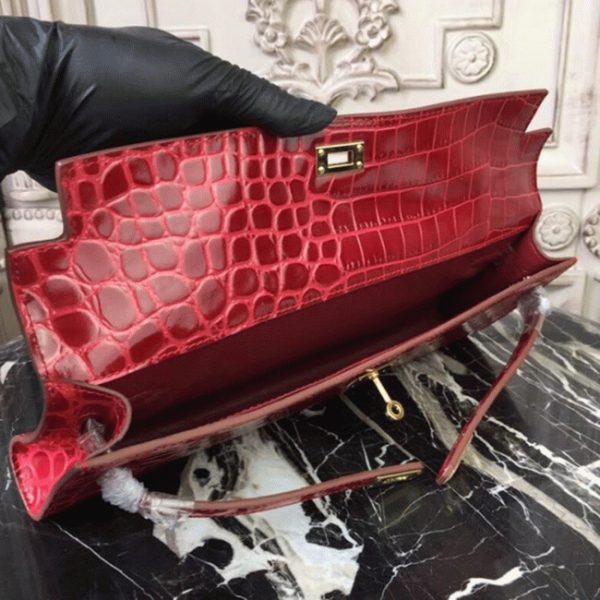 Copie Pochette Hermès Kelly Cut Crocodile Rouge – Image 4