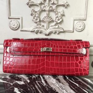 Copie Pochette Hermès Kelly Cut Crocodile Rouge