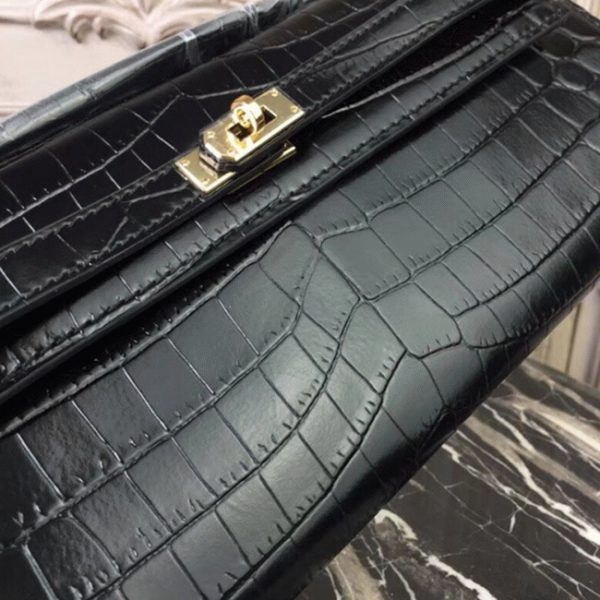Réplique Pochette Hermès Kelly Cut Crocodile Noir – Image 9