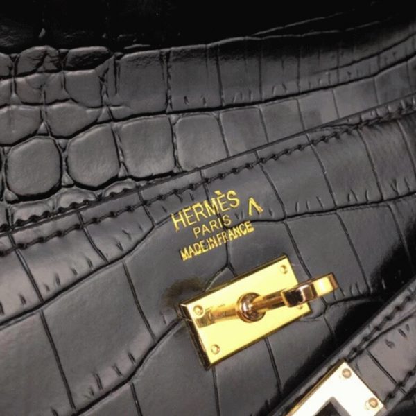 Réplique Pochette Hermès Kelly Cut Crocodile Noir – Image 6