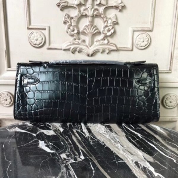 Réplique Pochette Hermès Kelly Cut Crocodile Noir – Image 5
