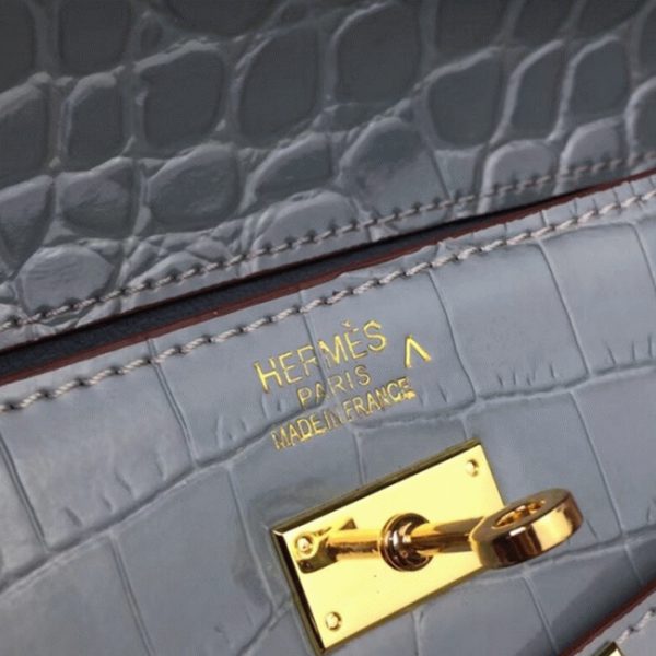 Copie Pochette Hermès Kelly Cut Bleu Lin Crocodile – Image 8