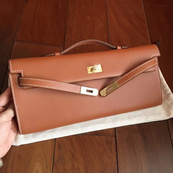 Contrefaçon Pochette Hermès Kelly Cut Gold Swift – Image 7