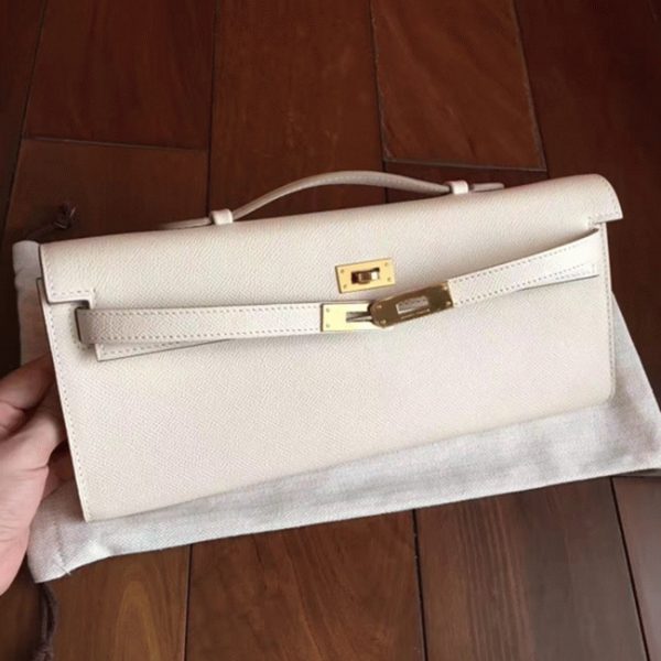Réplique Pochette Hermès Kelly Cut Blanc Epsom – Image 2