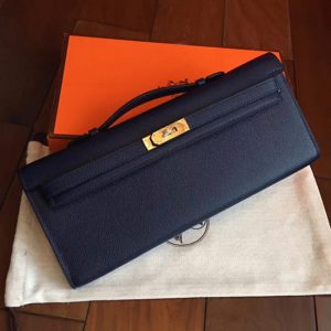 Réplique Pochette Hermès Kelly Cut Saphir Epsom