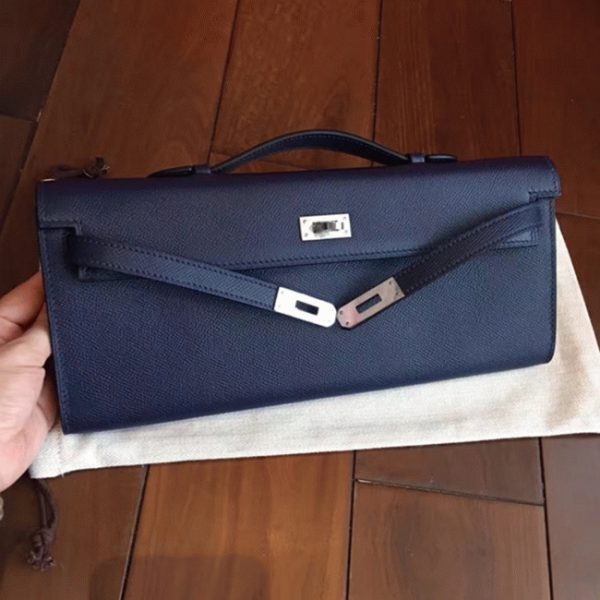 Réplique Pochette Hermès Kelly Cut Saphir Epsom – Image 5