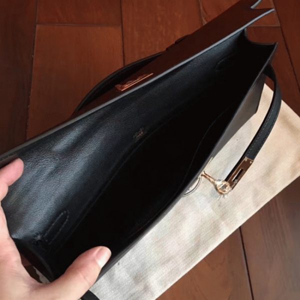 Fausse Pochette Hermès Kelly Cut Noir Swift – Image 5