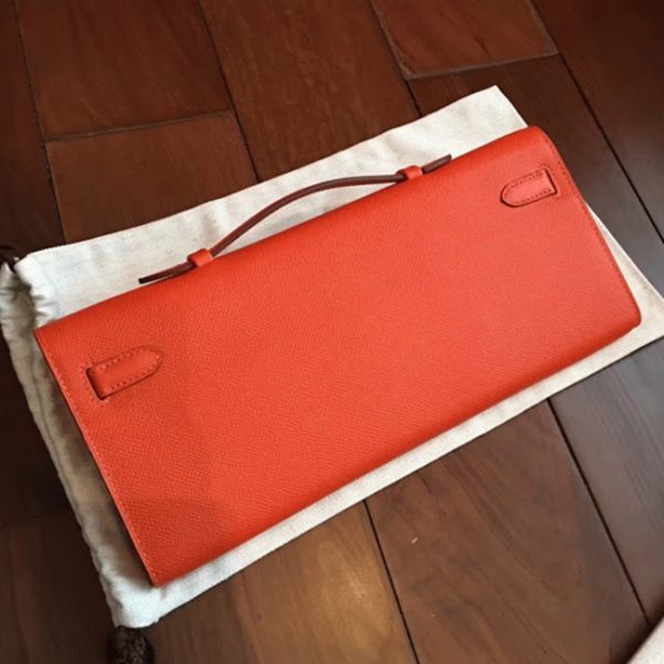 Contrefaçon Pochette Hermès Kelly Cut Orange Epsom – Image 8