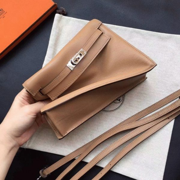 Réplique Haute Qualité Sac à main Hermès Kelly Danse Marron Swift – Image 8