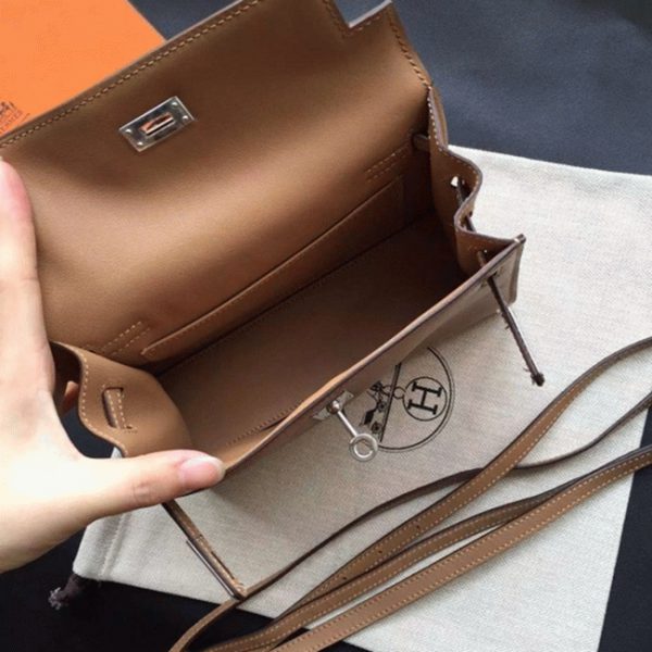 Réplique Haute Qualité Sac à main Hermès Kelly Danse Marron Swift – Image 5