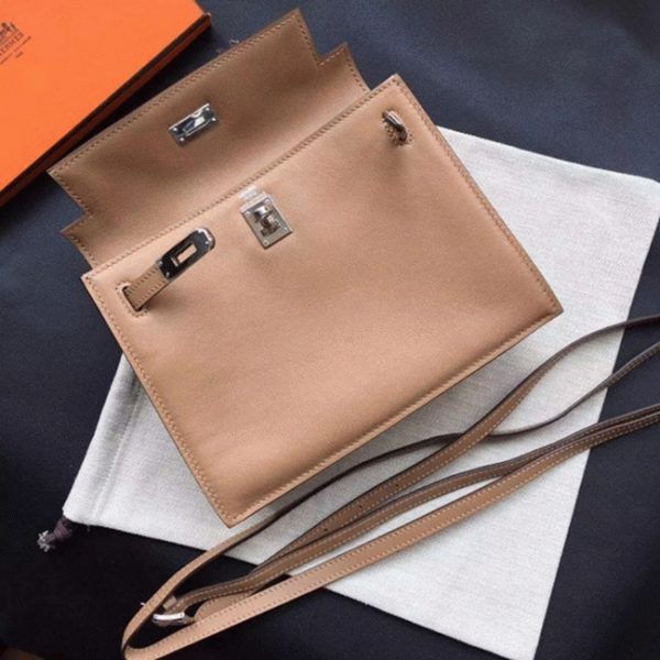 Réplique Haute Qualité Sac à main Hermès Kelly Danse Marron Swift – Image 4