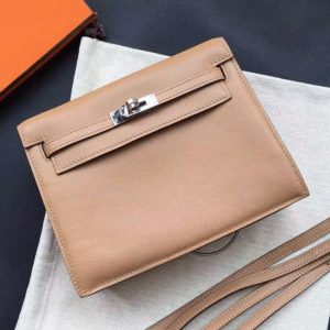 Réplique Haute Qualité Sac à main Hermès Kelly Danse Marron Swift
