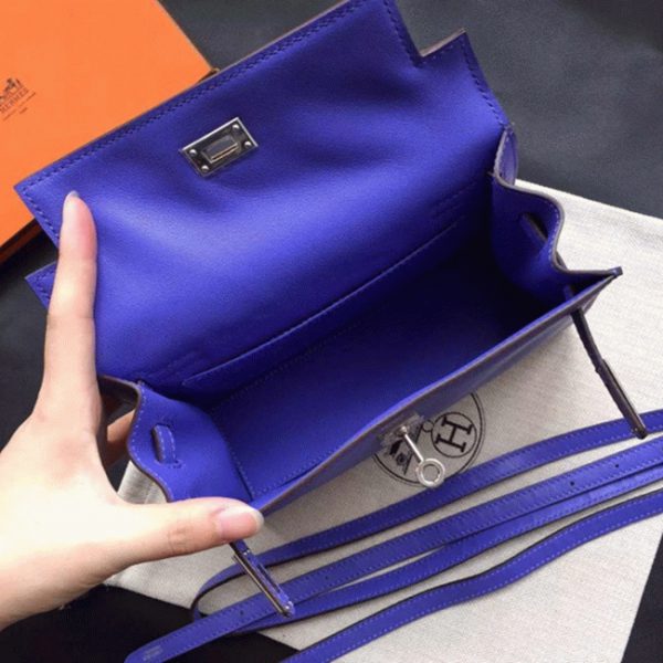 Réplique Sac à main Hermès Kelly Danse Bleu Swift – Image 8