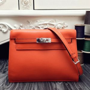 Top Fausse Sac à main Hermès Kelly Danse Orange Swift