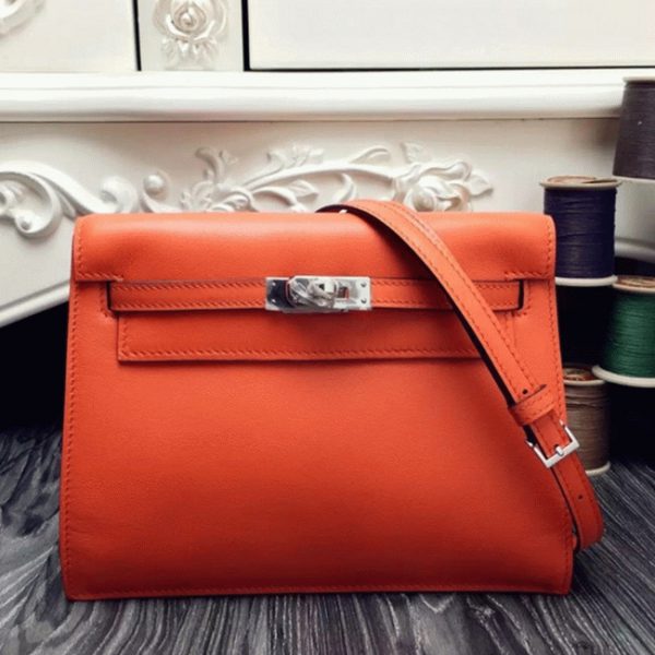 Top Fausse Sac à main Hermès Kelly Danse Orange Swift