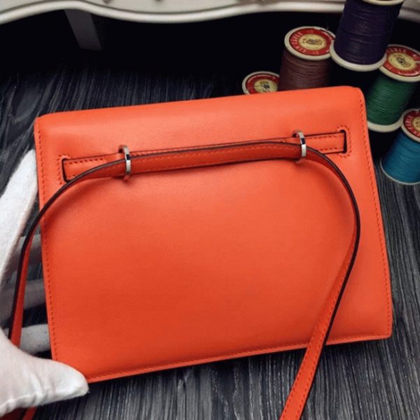 Top Fausse Sac à main Hermès Kelly Danse Orange Swift – Image 5