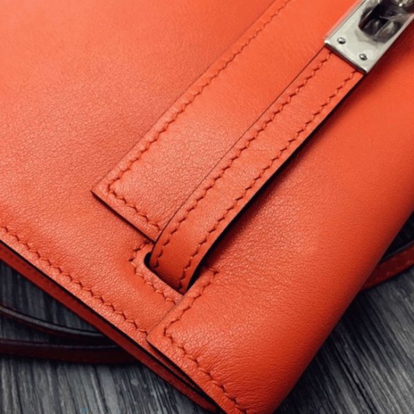 Top Fausse Sac à main Hermès Kelly Danse Orange Swift – Image 4