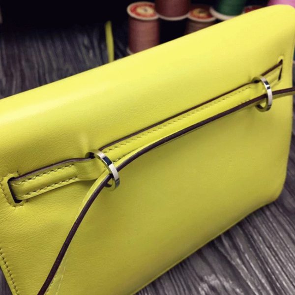 Copie Sac à main Hermès Kelly Danse Jaune Swift – Image 7