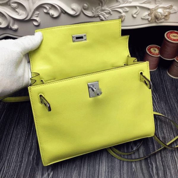 Copie Sac à main Hermès Kelly Danse Jaune Swift – Image 4
