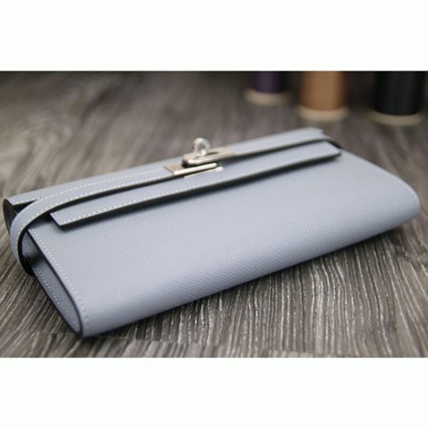 Contrefaçon Portefeuille Kelly Longue Hermès Bleu Lin – Image 5