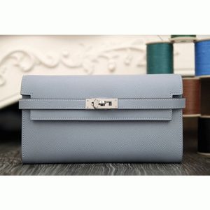 Contrefaçon Portefeuille Kelly Longue Hermès Bleu Lin