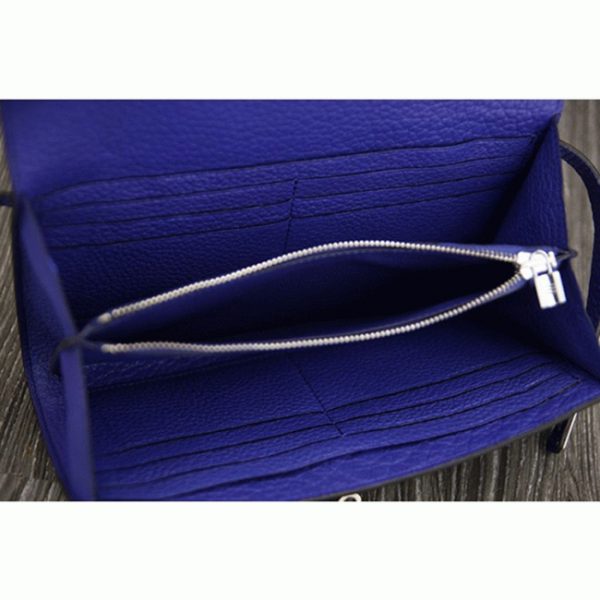 Réplique 1:1 Portefeuille Kelly Longue Hermès Bleu électrique – Image 7