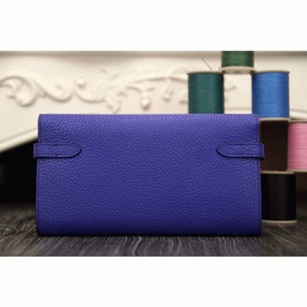 Réplique 1:1 Portefeuille Kelly Longue Hermès Bleu électrique – Image 6