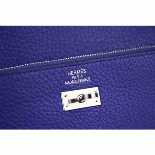 Réplique 1:1 Portefeuille Kelly Longue Hermès Bleu électrique – Image 3