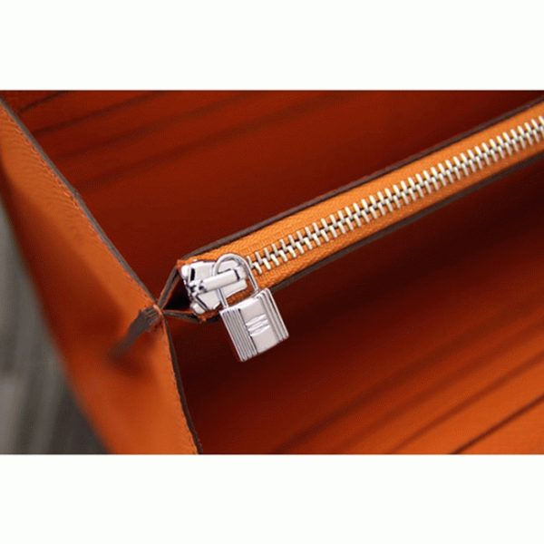 Réplique Bon Marché Portefeuille Kelly Longue Hermès Orange – Image 7