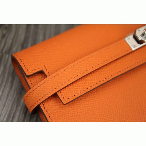 Réplique Bon Marché Portefeuille Kelly Longue Hermès Orange – Image 5