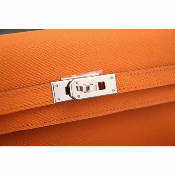 Réplique Bon Marché Portefeuille Kelly Longue Hermès Orange – Image 4