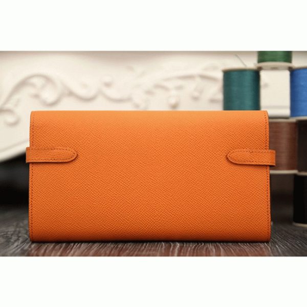Réplique Bon Marché Portefeuille Kelly Longue Hermès Orange – Image 3