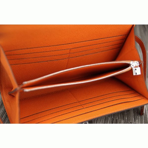 Réplique Bon Marché Portefeuille Kelly Longue Hermès Orange – Image 2