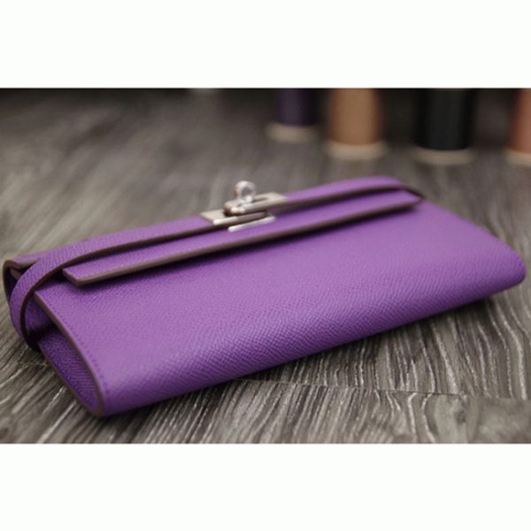 Réplique Portefeuille Kelly Longue Hermès Violet – Image 6