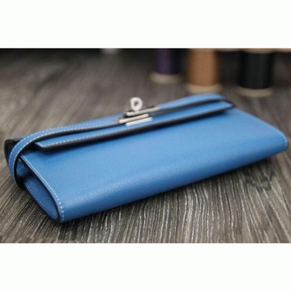 Contrefaçon Portefeuille Kelly Longue Hermès Bleu Jean – Image 7
