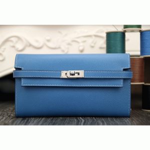 Contrefaçon Portefeuille Kelly Longue Hermès Bleu Jean
