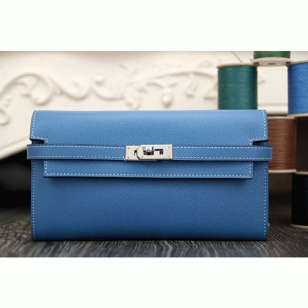 Contrefaçon Portefeuille Kelly Longue Hermès Bleu Jean