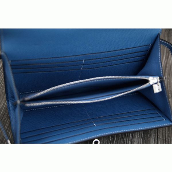 Contrefaçon Portefeuille Kelly Longue Hermès Bleu Jean – Image 4