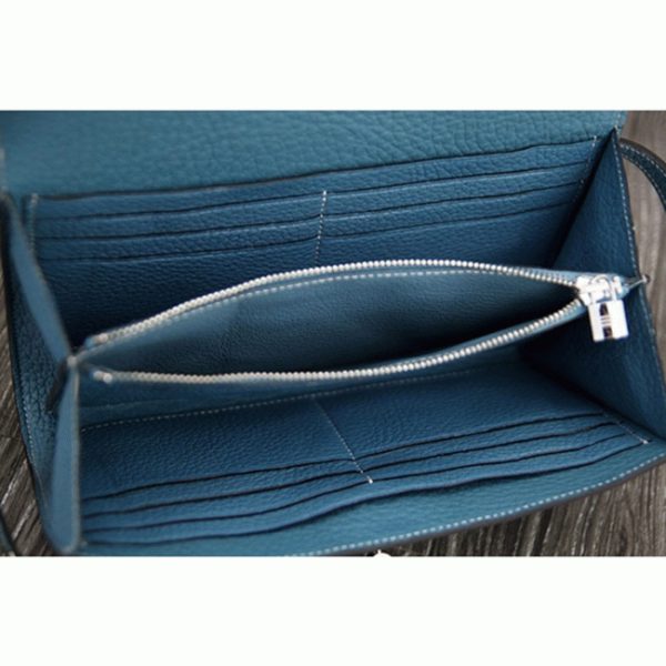Contrefaçon Portefeuille Kelly Longue Hermès Bleu Jean – Image 7