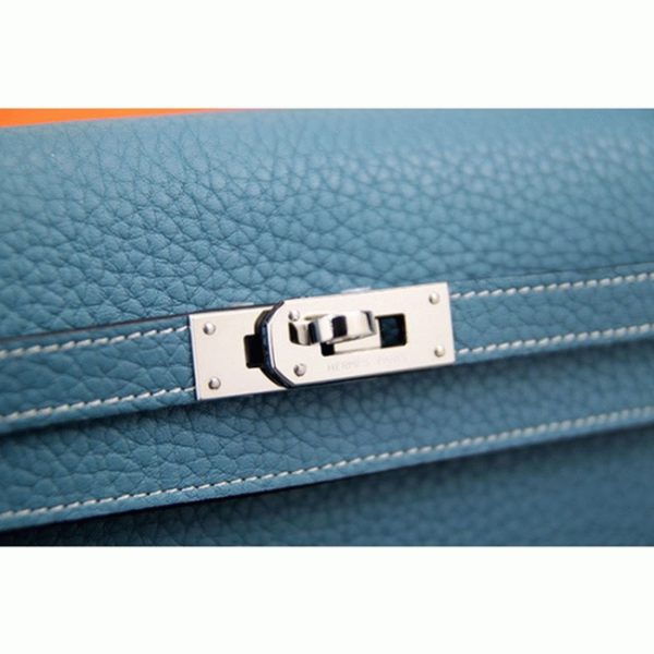 Contrefaçon Portefeuille Kelly Longue Hermès Bleu Jean – Image 6