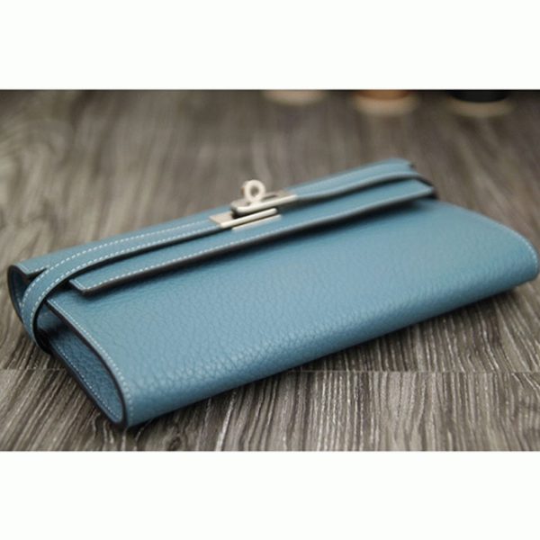 Contrefaçon Portefeuille Kelly Longue Hermès Bleu Jean – Image 2