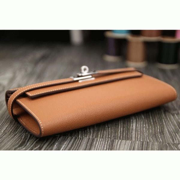 Faux Portefeuille Designer Kelly Longue Hermès Marron – Image 8