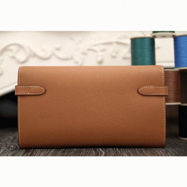 Faux Portefeuille Designer Kelly Longue Hermès Marron – Image 5