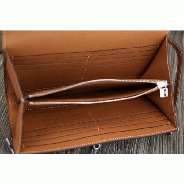 Faux Portefeuille Designer Kelly Longue Hermès Marron – Image 4