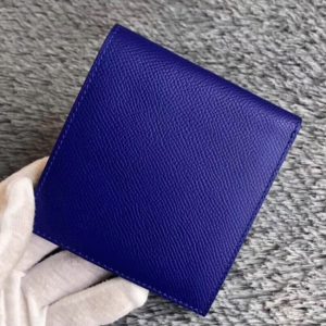 Réplique Luxe Portefeuille Compact Copernic Hermès Bleu électrique